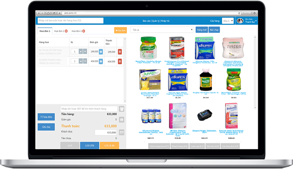 Màn hình POS bán hàng - phần mềm quản lý cửa hàng thuốc
